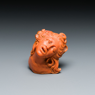 An Italian red coral carving of a lady's head, Trapani, Sicily, 19th C.