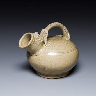 A Chinese monochrome-glazed Yaozhou kiln ewer, Tang or later