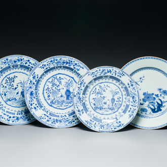 Four Chinese blue and white dishes, Yongzheng/Qianlong