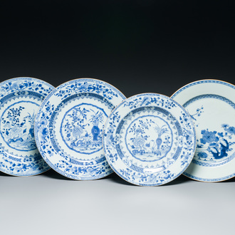 Four Chinese blue and white dishes, Yongzheng/Qianlong