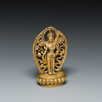 A small gilt bronze 'Buddha' sculpture, Nepal, 17/18th C.