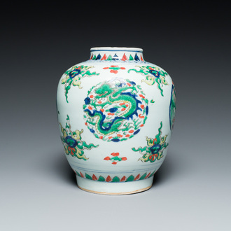 A Chinese wucai 'dragon' vase, Kangxi