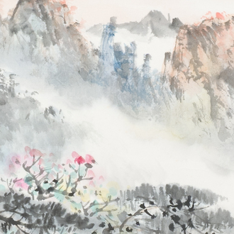 Ying Yeping 應野平 (1910-1990): 'Mountainous landscape', ink and colour on paper, dated 1982