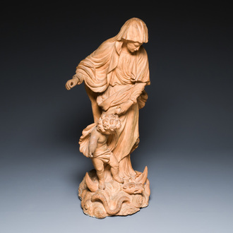 A Flemish terracotta sculpture of the Virgin of the Apocalypse, 16/17th C.