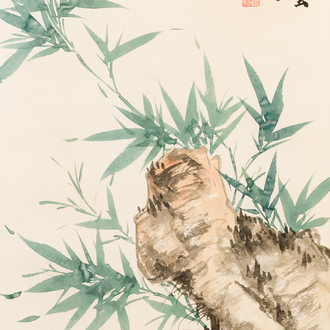Wu Hufan 吳湖帆 (1894-1968): 'Bamboo and rocks', ink and colour on paper, dated 1949