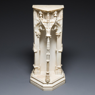 A Gothic revival alabaster niche, probably France, 19th C.