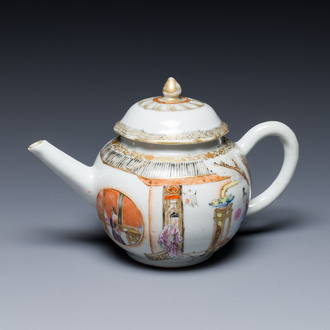 Théière couverte en porcelaine de Chine famille rose à sujet narratif, Yongzheng