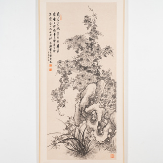 He Xiangning 何香凝 (1878-1972): 'Chrysanthème', encre sur papier, datée 1954