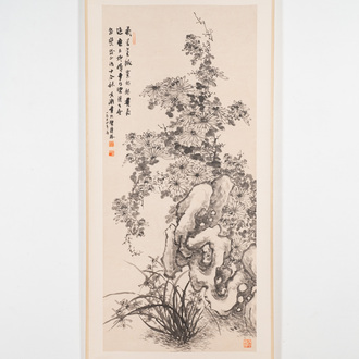 He Xiangning 何香凝 (1878-1972): 'Chrysanthemum', ink on paper, dated 1954