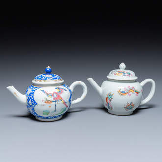 Two unusual Chinese famille rose teapots and covers, Yongzheng/Qianlong