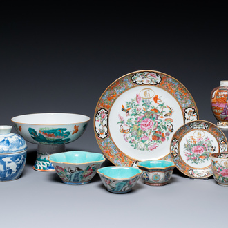 Een diverse collectie Chinees porselein, 18/19e eeuw