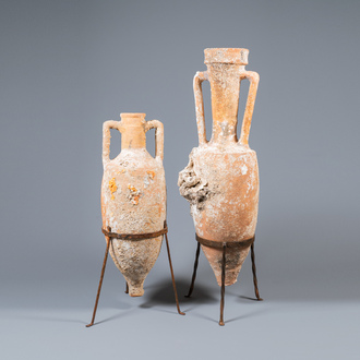 Two Roman terracotta wine transport amphorae, 2nd/1st C. b.C