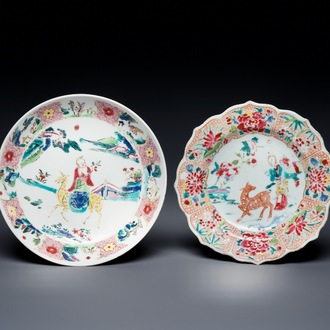 Two Chinese famille rose plates, Yongzheng