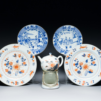 Een diverse collectie Chinees blauw-wit en Imari-stijl porselein, Kangxi/Qianlong