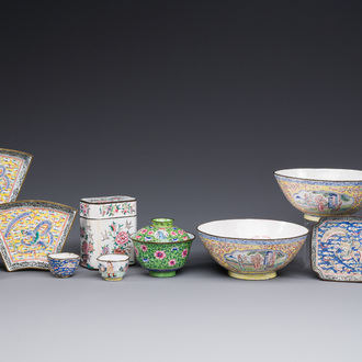 A varied collection of Chinese Canton enamel, 19th C.