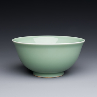 A Chinese monochrome celadon-glazed bowl, Daoguang mark and possibly of the period