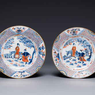 A pair of Chinese Imari-style 'Xi Xiang Ji' plates, Kangxi