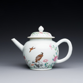 A Chinese famille rose ‘falcon’ teapot, Yongzheng