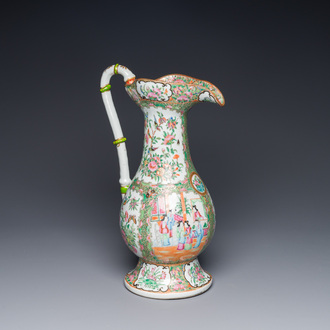 A rare large Chinese Canton famille rose ewer, 19th C.