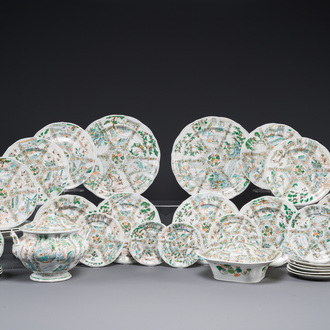 A rare 30-piece KPM porcelain service with Cantonese famille verte painting, China and Germany, 19th C.