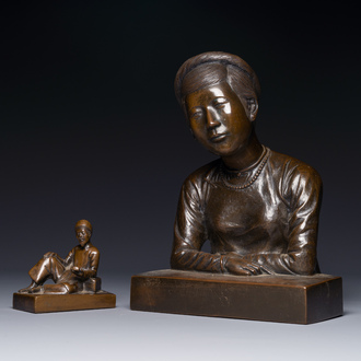Deux sculptures en bronze, vietnam, 19/20ème