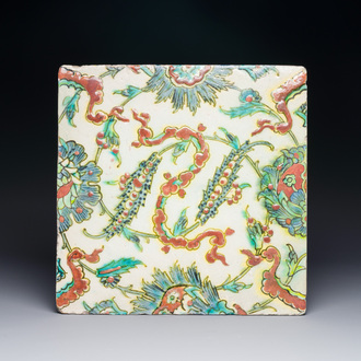 An Iznik tile with floral and cloud-band design, Turkey, 2nd half 16th C.