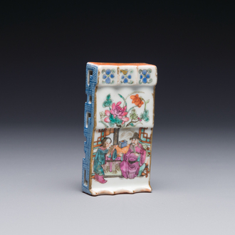 Porte-pinceaux en porcelaine de Chine famille rose, 19ème