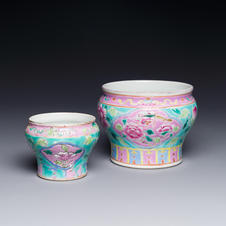 Deux bols en porcelaine de Chine famille rose pour le marché Straits ou Peranakan, 19ème