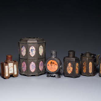 A group of seven Chinese Swatow paktong tea wares, 19/20th C.