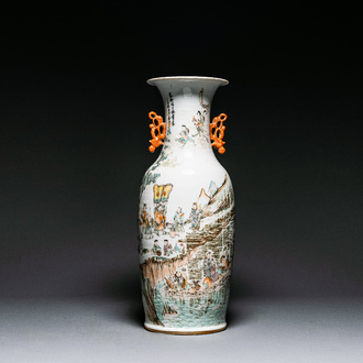 Vase en porcelaine de Chine qianjiang cai, signé Wang Xingli 汪興黎, 19/20ème