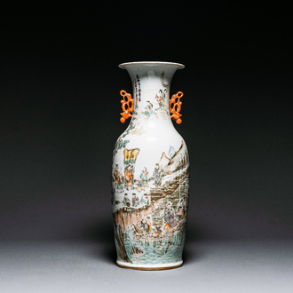 A Chinese qianjiang cai Vase, signed Wang Xingli 汪興黎, 19/20th C.