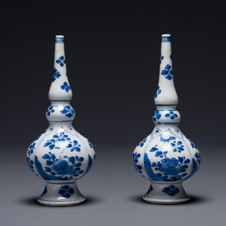 A pair of Chinese blue and white rosewater sprinklers for the Islamic market, Kangxi