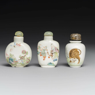 Three various Chinese famille rose snuff bottles, Daoguang mark and of the period