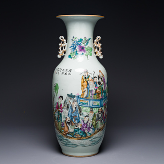 Vase en porcelaine de Chine famille rose, signé Pan Bintang 潘肇唐, daté 1918