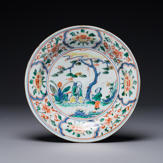 Plat en porcelaine de Chine wucai de type ko-sometsuke pour le Japon, Tianqi