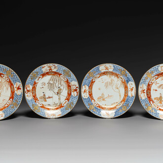 Four Chinese Imari-style 'Xi Xiang Ji' plates, Yongzheng