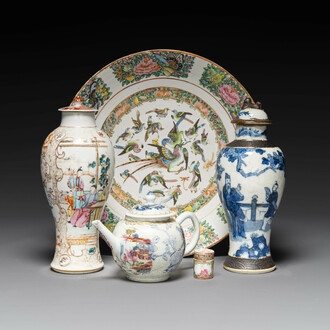 Collection variée en porcelaine de Chine en bleu et blanc et famille rose, Qianlong et postérieur
