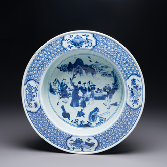 A Chinese blue and white 'Xi Xiang Ji' basin, Yongzheng