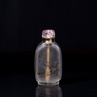 A Chinese inside-painted glass snuff bottle, Ma Shaoxuan 馬少宣 mark, 19/20th C.