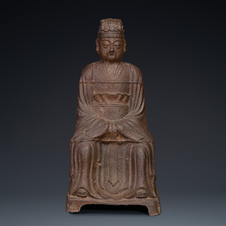 Figure d'un dignitaire en fonte, Chine, daté 1722