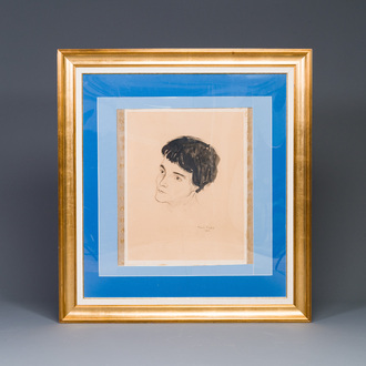 Francis Picabia (1879-1953): 'Hoofd van een jonge vrouw', potlood- en aquareltekening, gedateerd 1921
