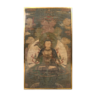 Ecole chinoise : Portrait d'Avalokitesvara, encre et couleur sur soie, Ming