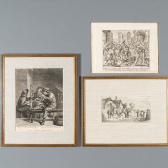 Maarten de Vos, Gerard de Jode, and after Teniers & Brouwer: Eight engravings, 16th C. and later