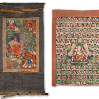 Deux thangkas représentant Chakrasamvara et un roi Shambhala, Tibet, 18/19ème