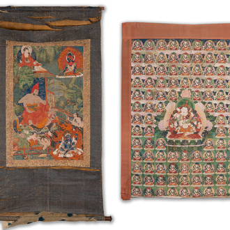 Twee thangka's met voorstelling van Chakrasamvara en een Shambhala-koning, Tibet, 18/19e eeuw