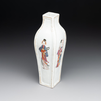 A Chinese Canton famille rose 'San Niang Jiao Zi 三娘教子' vase, Qianlong