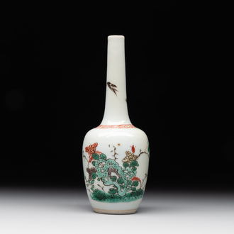 A Chinese famille verte vase with floral design, Kangxi
