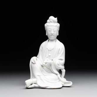 A Chinese Dehua blanc de Chine Guanyin, 19th C.