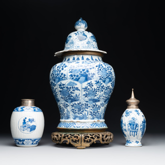 Three Chinese blue and white vases, Kangxi
