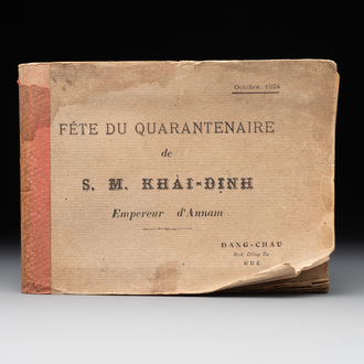 A photo album 'Fête du quarantenaire de S. M. KHAI-DINH empereur d'Annam', Vietnam, dated Oct. 1924